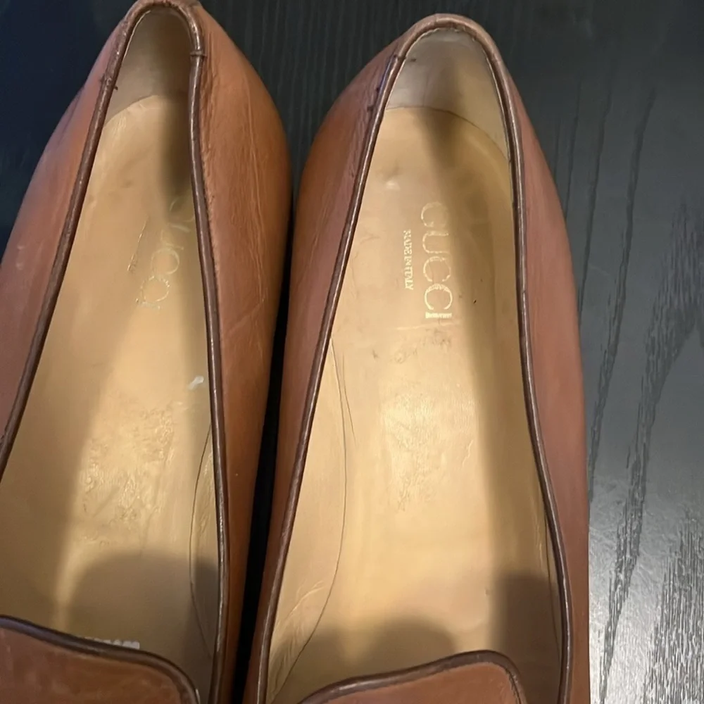 Gucci Tan Leather Tassel Loafers Women's Classic Vintage Size 9AA - Picture 5 of 13